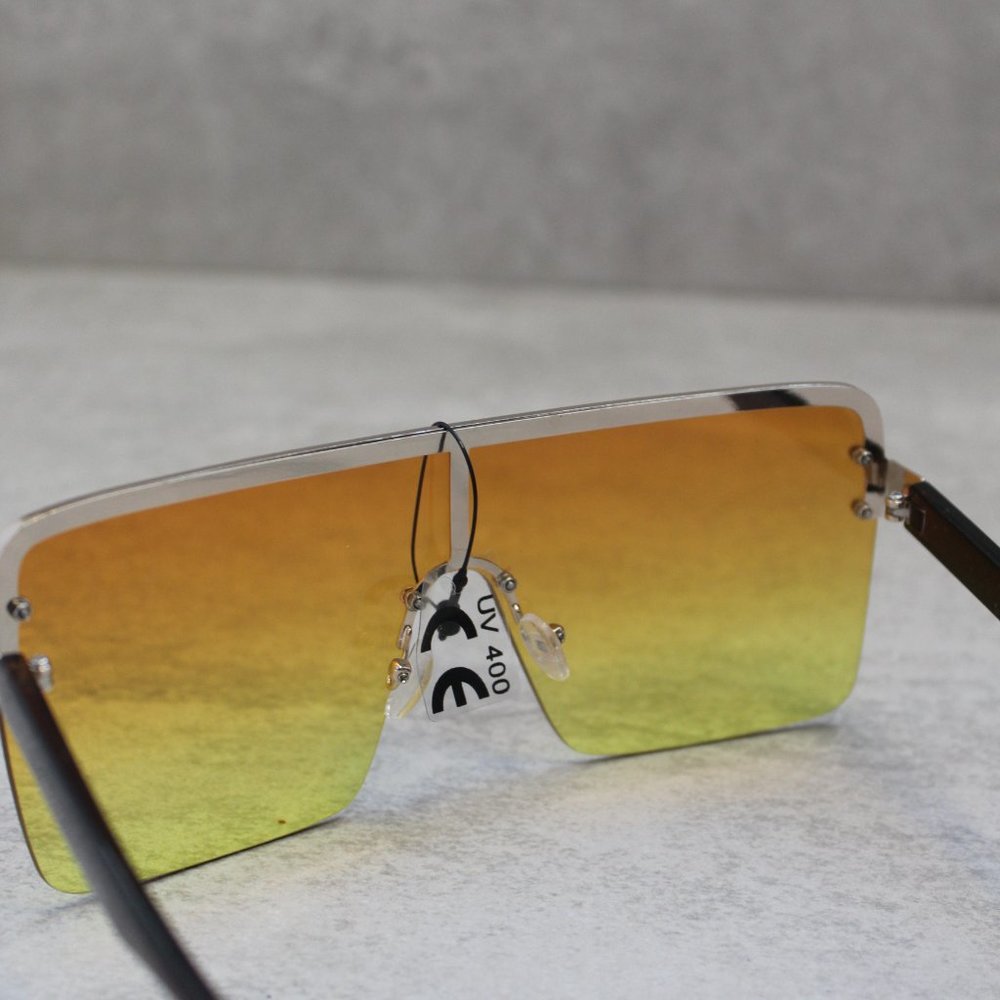 Orange ombré multi tone square oversized fashion sunglasses - Picture 14 of 14